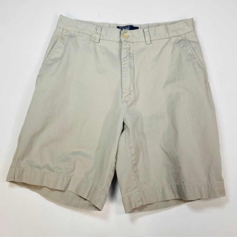 Polo Ralph Lauren Prospect Short Mens 32 Tan Khaki Cotton Twill Chino Flat Front
